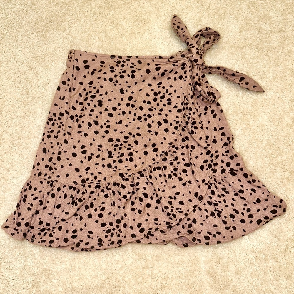 Brown Leopard Print Wrap Skirt